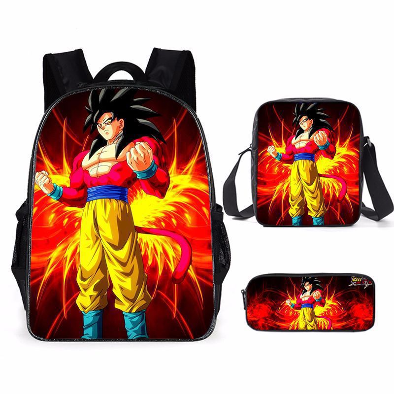 Model Kit Dragon Ball - 귀여운 만화 사이야인 프린트 백팩 세트